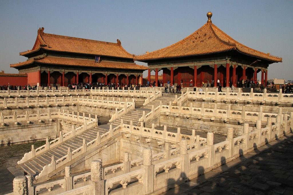 Hall of Central Harmony and Hall of Preserving Harmony seen together on the central route