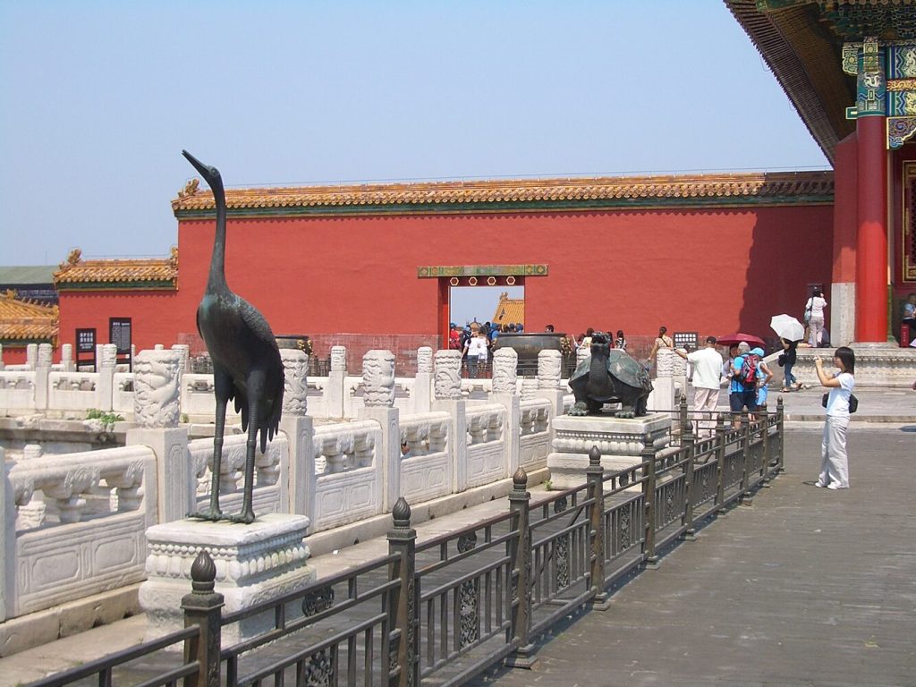 Bronze crane and tortoise near the Hall of Supreme Harmony in the Forbidden City