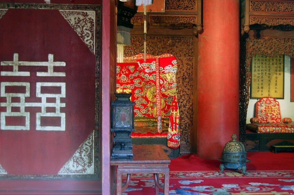 Interior display inside the Palace of Earthly Tranquility in the Forbidden City