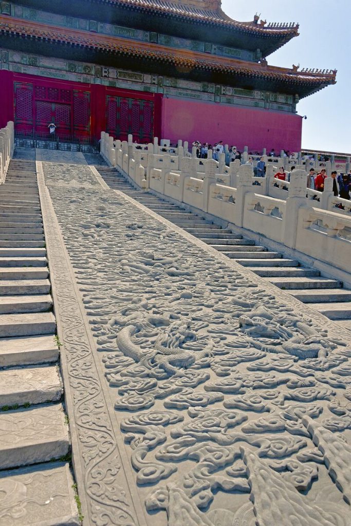 North stair and doorway of the Hall of Union in the Forbidden City