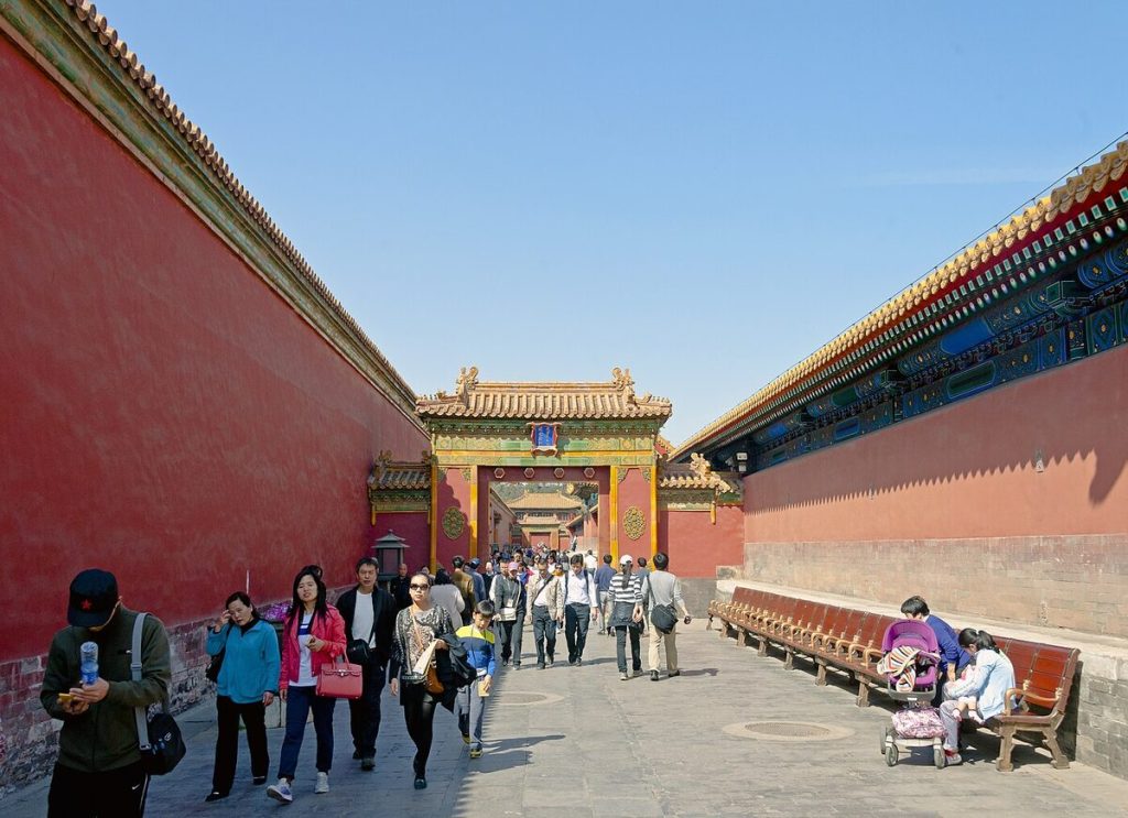 Long covered corridor in the Six Western Palaces of the Forbidden City