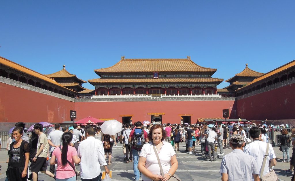 View of the Meridian Gate from a Forbidden City courtyard