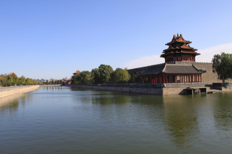 Northwest corner tower and moat of the Forbidden City in Beijing
